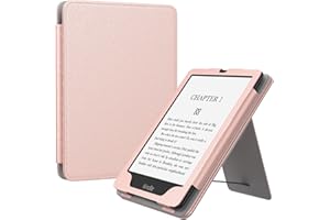 MoKo Case Fits ALL-new Kindle Paperwhite 11th Generation-2021, Slim PU Tablet Shell Cover Stand Case with Auto-Wake/Sleep, for Kindle Paperwhite 2021 kids & Signature Edition 6.8", Rose Gold