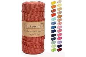 Likeecords Hilo Macrame 3mm x 100m, Cuerda Macrame Natural,Cuerda de Algodon 3mm para Perchas de Plantas, Manualidades, Tejer, Proyectos Decorativos (Oxidado)