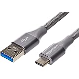 Amazon Basics Cavo USB da tipo C a tipo A 3.1, in nylon a doppio intreccio, 2ª generazione, certificato USB-IF, supporta tras