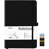 Mlife A5 Dotted Notebook, Notebook with 200 Pages, Thick 100 g/m&sup2; Ink-resistant Paper, Notebook with PU Hardcover, Inner Pock