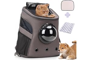 LOLLIMEOW Grand Sac à Dos pour Animaux de Compagnie, Sac à Dos à Bulles pour Gros Chats et Chiots, approuvé par Les compagnies aériennes (Large, Gris)
