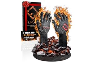 ‎FLIPLINE FLIPLINE® Barbecue Gloves Heat Resistant – Premium Fireproof Gloves, Oven Gloves, Cooking Gloves, Baking Gloves for Kitchen & Grill – BBQ Gloves with Recipes E-Book (M)