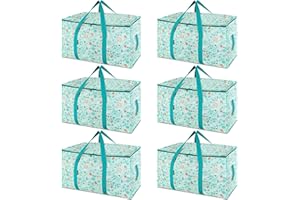 BALEINE 6-Pack Oversized Moving Bags with Reinforced Handles, Heavy-Duty Storage Tote for Clothes, Moving Supplies (Spring Stroll, 6-Pack)