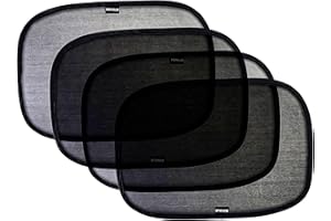 Enovoe Car Window Shade - 4-Pack Premium Cling Sunshade for Car Windows - Glare and Sunray Protection - Side Window Sun Shades for Standard Size Cars - Includes Storage Pouch and E-Book - 53x36 cm