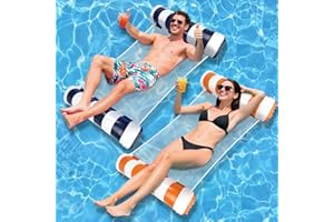 Kasanni WasserhäNgematte mit Netz 2 StüCk Luftmatratze mit Netz 4 In 1 Wasser HäNgematte WasserhäNgematte Erwachsene Luftmatratze Netz Wasserliege PoolhäNgematten Netzluftmatratze Pool