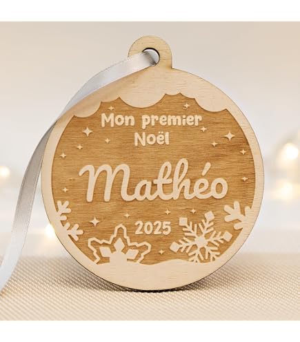 Boule De Noël Personnalisable Avec Blocs Compatibles LEGO - Décoration Sapin Modulable à Photo Ou Nom - Blanc