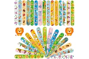 Viicoor Lot de 30 bracelets Slap pour enfants - Style animaux - Gadget de fête - Cadeau de printemps (Animaux-30P)