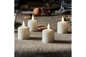 ‎LIGHTS4FUN Lights4fun TruGlow® 4er Kerzen Set LED Teelichter mit Timer 5,5 cm Teelichter batteriebetrieben Ostern mit Timerfunktion Echtwachs flackernde Flamme Klein