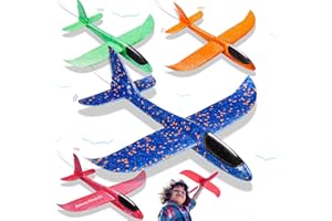 NATURAS BOUQUTIS Aereo Giocattolo Polistirolo per Bambini 4 Pezzi 37cm, Aerei Aeroplano Giocattolo, Giochi Regalo Bambini Bambina Bambino 4 5 6 7 8 9 Anni, Aliante Aeroplano Schiuma per Grande Giochi Giardino Esterno