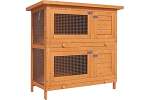 Pawhut Gabbia per Conigli Conigliera da Esterno in Legno di Abete, 90x45x90cm