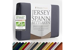 ‎STRAUSS HOME Strauss Home ® Jersey Spannbettlaken Spannbetttuch Bettlaken 40cm Höhe100% Baumwolle 180x220-200x220 cm Übergrösse Wasserbett Boxspringbett