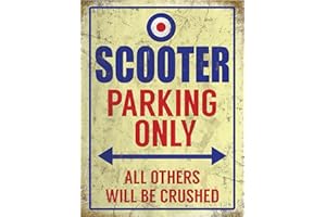 SWEET AND NOSTALGIC Scooter Parking Only - Metal Wall Sign (3 sizes - Small/Large and Jumbo) (Large (30cm x 40cm))
