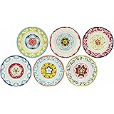 Rose&Tulipani 6 Piatti Fondi 23 cm Mix NADOR Stoneware Ø 23; h3,5 cm