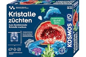 KOSMOS 645601 Kristalle züchten - Lass faszinierende Kristalle wachsen - Komplett-Set, glitzernde Blitzkristalle, Schatztruhe, Deko, Experimentierkasten - Kinder ab 10-14 Jahre