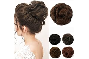 JJstar Messy Hair Bun Curly Wavy Hair Scrunchies Accessories Pieces for Women Girls Synthetic Chignons (Medium Brown)