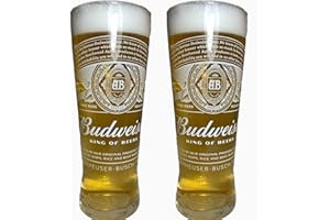 TUFF LUV Budweiser 2020 - Confezione da 2 bicchieri da pinta in vetro nucleato (King of Beers)