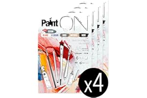 Clairefontaine 975409C - Blocco di Carta da disegno Paint' On 24 Fogli 14,8x21 cm 250g colori assortiti (4 Fogli Bianchi, a grana, grigio, naturale, nero e denim) - Pacco da 4 taccuini
