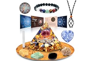 vuUUuv Horóscopo Orgone Pirámide ，Virgo Cristal Curativo Set de Regalo ，Zodiac Signo Piedras a Companion Birthstone, para la Astrología ，Reiki，Energy, Meditación