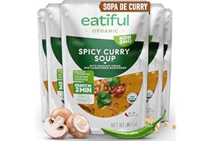 EATIFUL Sopa De Curry, Elaborada Con Verduras Orgánicas, Sopa De Curry Tailandesa Vegana Lista Para Comer, Sin Conservantes Añadidos, Sin Gluten, 400g (Paquete De 5 Unidad)
