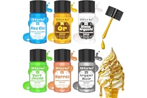 Paillettes Comestibles - ERCorArt 6 Couleurs Liquide Paillette Alimentaire pour Gâteaux, Peinture Alimentaire pour Cocktail, Biscuits, Macarons, Bonbons, Boissons - 12 g