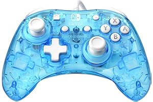 PDP Rock Candy Wired Gaming Switch Pro Controller - Blu-merang Blue / Clear - Licensed by Nintendo - OLED Compatible - Compact, Hard Transparent Plastic Travel Controller - Holiday and Birthday Gifts
