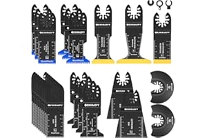 EXKRAEFT 30Pcs Multitool Blade Kits for Metal Wood and Drywall, Japanese Tooth Multi Tool Blades, Titanium Universal Oscillating Saw Accessories Fit Milwaukee Ryobi Rockwell Fein and More