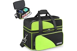 ‎YOREPEK YOREPEK Bowling-Balltasche, 2 Ball-Bowling-Tragetaschen mit gepolstertem Ballhalter und großer isolierter Tasche, Bowling-Zubehörtasche für Damen und Herren, Schwarz
