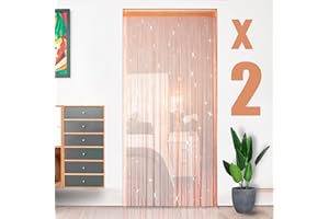 HYSENM 2 Pezzi Tenda per Porta Filo Matrimonio 100x200cm Tinta Unita Glitter per Camera da Letto, Ristorante, Sfondo Fotografico - Arancione