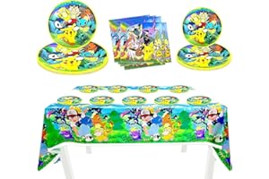 GOACRS Kinder Partygeschirr Set, 41 Stück Geburtstag Party Set für Kinder, Cartoon Partygeschirr Set, Anime Geburtstagsdeko, Teller + Servietten + Tischdecke, Kindergeburtstag Deko Party Zubehör (41)