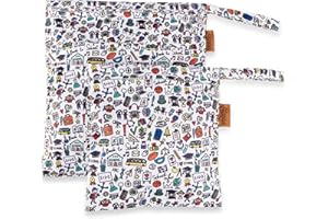 Bebesar Pack 2 Bolsa Impermeable para pañales, Bañador Mojado - Bolsa para Guardería, Muda de Bebe (Colegio)