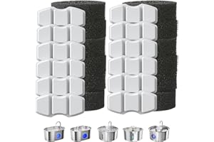 Invengo Filtros de repuesto para fuente de agua para gatos, 12 filtros de carbono y 12 esponjas de espuma compatibles con fuentes de agua para mascotas de la serie Invengo MeowFlow