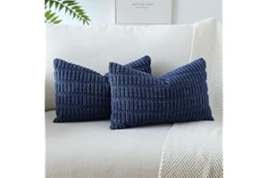 JOTOM Lot de 2 Housses de Coussins en Velours Côtelé Décoratif Canapé Taie d'oreiller Doux Decoration pour Maison Salon Chambre Canapé Décoration 40x60cm (Bleu Marine)