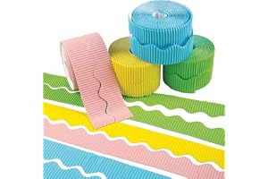 Baker Ross EV772 korrugerad pastell display kanter, för skolklassrumsdekorationer och anslagstavlor (paket med 6), blandade