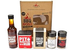 Eat.art BBQ Boss Seasoning Set – Coffee And Paprika Pit Master Rub – Habanero Chilli Mango Seasoning - Steak Pepper Crust – BBQ Basting Sauce - Everything Garlic Salt Spice