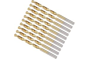 METALLIXITY 4.8mm Drill Bit (3/16") 10Pcs, 4241 High-Speed Steel Straight Shank Titanium Nitride (TiN) Coated 118° for Wood Plastic Iron Copper Aluminum Low Soft Metal