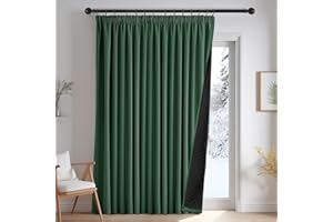 ‎DECONOVO Deconovo Thermovorhang Kälteschutz, Gardinen mit Kräuselband gegen Kälte, Wärmeisolierend Vorhang Verdunkelung Wohnzimmer, 175 x 140(HöhexBreite), Dunkelgrün, 1 Stück