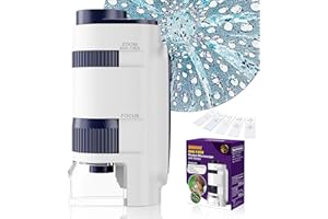 BEBANG Microscope pour Enfants 60x-135x Portable de Laboratoire avec lumières LED Ajustables, Microscope à Main de Poche et Adultes Observation microbiologique
