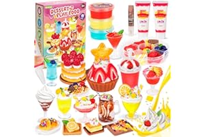 DECOHOME Spielzeug-Dessert-Set für Kinderküchen, Kristall-Slime-DIY-Spielzeug, Eiscreme-Dessert-Spielset, Küchenzubehör für Kinder, Rollenspielzeug für Kinder ab 8 Jahren, Jungen und Mädchen