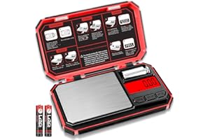 UNIWEIGH Digital Pocket Scale 200g/0.01g High Precision Scales Gram for Kitchen, Coins,Gem,Mini Jewelry scale with 6 Units/LCD Display/Tare Function (Battery Included) - Red