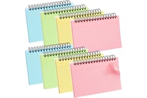 Koogel 8 Packs Index Cards, 400 Sheets Flash Cards 5x3 Inches Coil Multicolor Revision Record Cards Note Taking Paper for School Learning Memory Memo Scratch Pad Notebook Presentation Speech