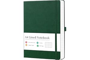 Artfan Notebook A4 - A4 Lined Notebook with 320 Pages Premium Paper, Faux Leather Classic Writing A4 Notebook Journal, 21.5 x 27.9cm, Hardcover, Green
