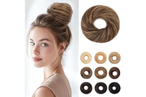 SEGOHAIR 17G Haarteile Echthaar Mit Gummiband Unordentlicher Dutt Donut Accessoire Gerades Haar Für Damen Dunkelbraun mit Dunkelleinen Duttformer Echtes Remy Haar Hochsteckfrisuren Chignon