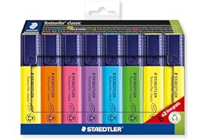 STAEDTLER 364 A C8 Textsurfer Classic Highlighter - Assorted Colours (Card Pack of 6+2 FREE)