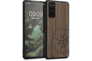 kwmobile drewniana obudowa kompatybilna z Samsung Galaxy S20 FE - Twarda obudowa ochronna z ramą TPU - Ciemnobrązowa