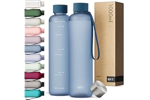 KIVY Bouteille d'Eau 1L Style Réutilisable - Graduée Pour Femme et Hommes - Aesthetic Sans BPA Avec Motivation