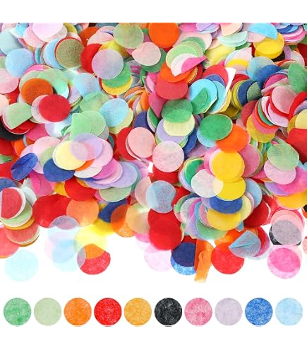 Lot de 12000Confettis Ronds Multicolores en Papier de Soie pour Saint-Valentin,Mariage,Vacances,Ballon,Décoration de Fête D'anniversaire (100g