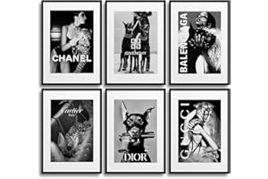 MONOKO® Wandbilder Wohnzimmer Modern | Schwarz Weiss Bilder Schlafzimmer | Coco Poster Set 6x A4 ohne Rahmen