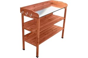 GEEZY Wooden Potting Planting Table Practical Working Decorative Bench Station Flower Garden Greenhouse