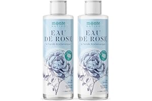 Eau de rose avec acide hyaluronique Monte Nativo 2x200mL (400mL) | Cosmétiques naturels pour le nettoyage | Toner visage et démaquillant | Soin de la peau anti bouton