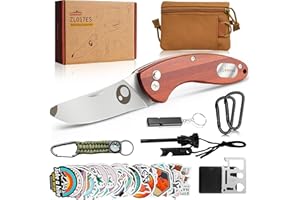 ZLEMMA Kit de supervivencia para niños 9 en 1 con navaja de bolsillo, iniciador de fuego, brújula, paracord, silbato, tarjeta multiherramienta, mosquetones y bolsa impermeable